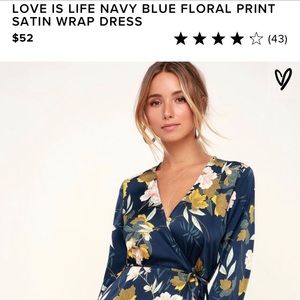 Love is Life Navy Floral Summer Wrap Dress NWT